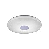 Geprüfte Selltec-Qualität: moderne LED-Deckenleuchte mit CCT-Lichtfarbsteuerung. Einstellung per Fernbedienung: 3000-5000 Kelvin (warmweiß-tageslichtweiß). Die Leuchte ist dimmbar.