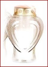 Grablicht in Herzform aus Glas mit Golddeckel Grableuchte Grabkerze Friedhofskerze Grabschmuck Trauerschmuck