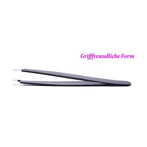 Kosmetik Pinzette aus 100% rostfreien Edelstahl für die Augenbrauen, Gesichtshaare mit einer schrägen Spitze für eine bessere Haarentfernung – inklusive praktischer Aufbewahrungsbox - 6