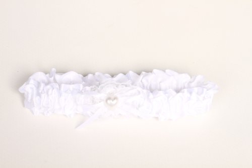 Preisvergleich Produktbild Weißer Perle Strumpfband für Die Braut, Aus Satin, Mit Spitze