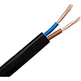 LILMACC Electrical Wire - 2 Core Flat Black PVC, 2 x 0.75 mm² High Temp. Resist. - 10m Cut Length Flexible Pond Cable