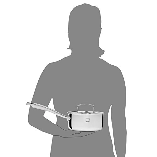 Sänger Premium Tri-Ply / 3-Ply Stielkasserolle 16 cm mit Glasdeckel und mattierten Edelstahlgriffen | Geeignet für alle Herdarten, auch Induktion | Mit Messskala 0,5 bis 1,5 Liter an der Innenseite - 4