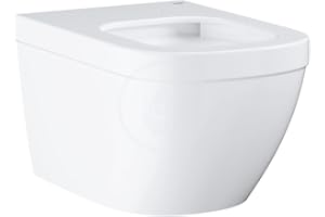 GROHE cuvette WC suspendue Euro ceramic, sans bride sans rebord, volume de chasse 3/5 L, entièrement caréné, porcelaine vitrifiée, traitement anti-bacterien, blanc alpin, 3932800H (Import Allemagne)