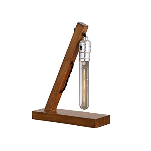 Preisvergleich Produktbild Industrielle Retro Massivholz Tischlampe, kleine Eisen Käfig Eisen Lampenschirm Schreibtischlampe für Schlafzimmer Studie Wohnzimmer Dekoration Licht (mit lampe, knopfschalter) (Farbe : 3W LED)