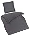 Produktbild Aminata Kids - Fein-Biber-Bettwäsche-Set 155-x-220 cm Uni-Farben-Motiv Zwei-farbig-e 100-% Baumwolle dunkel-grau-e anthrazit
