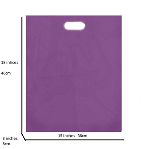 Bolsas de regalo de plástico morado, tamaño grande, 38 x 46 x 8 cm, morado, 15 x 18 x 3 Inches