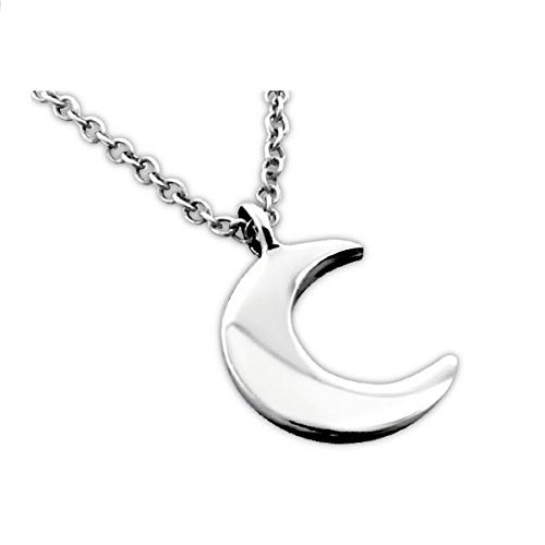 Discreto colgante cadena de plata de ley con media luna, pequeño