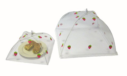 Epicurean Europe Fliegenhaube Erdbeer-Design, 30 x 30 cm, Polyester mit Zinkrahmen, Weiß / Pink / Grün - 4