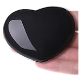 Xiannvxi 45mm 1.8" Black Obsidian Healing Crystals Heart Stones 100% Natural Crystals Gemstones Polished Love Puff Palm Stones Reiki Crystal Gifts