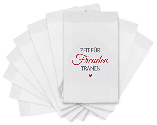 Freudentränen Set weiße Flachbeutel inklusive runde Aufkleber / Sticker als Verpackung für Freudentränen Taschentücher – TOP QUALITÄT aus Deutschland von KuschelICH (50 Stk) - 4