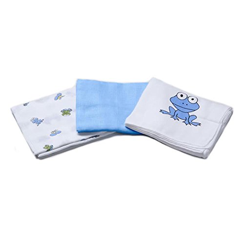 Preisvergleich Produktbild Odenwälder 10024-1906 Mullwindeln 3er Pack Frosch blau Modell 2012 / 13