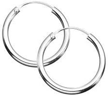 JewelTime Sterling Silver 925 Hoop Sleeper Earrings - Size 8,10,12,14 mm