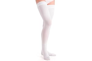 TQPUWT Anti Embolism Compression Stockings, 1 Pair Medical open Toe Thigh High Compression Stockings with Silicone Band, Thigh High Unisex Hose Socks,18-21 mmHg Class 1 Medical Grade Thigh High Socks - L