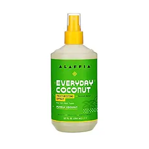 Alaffia - Purely Coconut Texturizing Spray, For Normal to Dry Hair, Hydrating Support to Add Volume and Body with Neem, Coconut Water and Extract, Fair Trade, Coconut and Sea Salt, 12 Ounces
