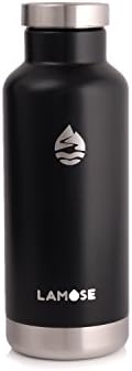LAMOSE Moraine Insulated Bottle | Stainless Steel Sports Water Bottle, BPA Free, Steel Lid, No Plastic, Dishwasher Safe, Perfect Healthy Lifestyle Gift (Onyx Black, 20oz)