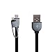 Produktbild eJiasu 2 in 1 Blitz 8 Pin + Micro-USB-Sync-Daten / Lade flache USB-Kabel für iPhone 6 6S Plus 5 5s 5c se, iPad Air, Samsung, HTC und andere Android-Handys Tablet (3.3ft / 1m) (schwarz)