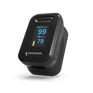 Fingertip Pulse Oximeter Blood Oxygen SpO2 PR Heart Rate Monitor with Lanyard Black
