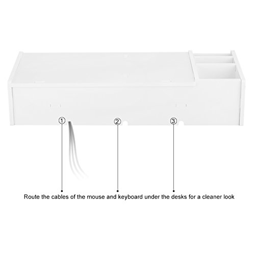 Finether Monitorständer Bildschirmständer Tischaufsatz Schreibtischaufsatz Schreibtischregal für Monitorerhöhung Bildschirmerhöhung aus WPC weiß 48 x 20 x 10 cm - 3