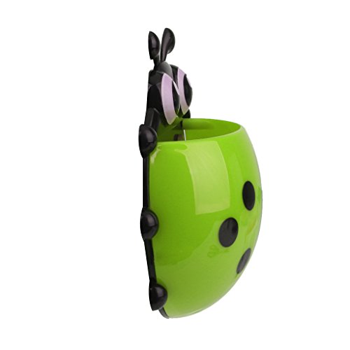Porte-Brosses--Dents-Forme-de-Coccinelle-Support-Rangement--Ventouse-Dcoration-de-Salle-de-Bain-Enfant-Vert