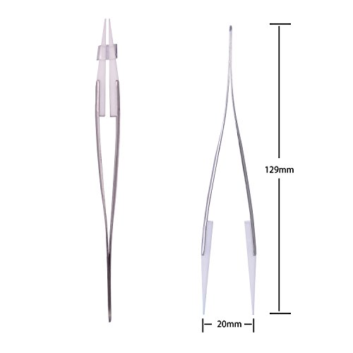 WOLFTEETH Keramik-Pinzette mit Edelstahl Präzisions-Coil Klemme hitzebeständige Keramik Spitzpinzette 1500 Celsius elektrostatische Prävention 1097 - 3