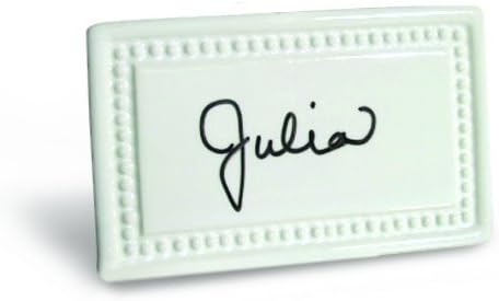 Place Tile Designs Set of 6 Beaded Dry-erase Ceramic Place Card with Vase by PlaceTile