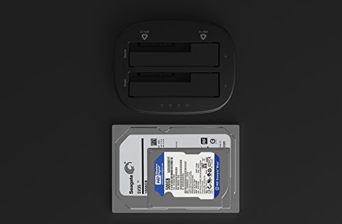 Salcar USB 3.0 Offline Klon Docking Station mit 2 Einschüben, optimiert für HDD/SSD Festplatte, 2,5″ und 3,5″, 2,5 und 3,5 Zoll (SATA I / II / III), inklusive USB 3.0 Kabel und 12V 4A Netzteil, unterstützt 2x 8TB - 6
