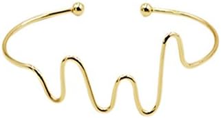 Heartbeat Wave Electrocardiogram Cuff Bracelet Metal Stamped Punk Love Statement Bangle Bracelet Jewelry for Couples