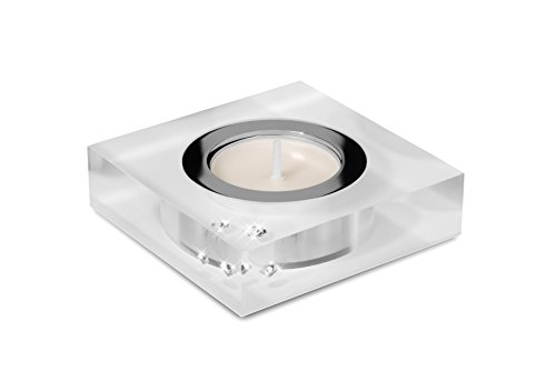 Moderner Teelichthalter Simply 2 mit SWAROVSKI ELEMENTS Kristallen – Tischdeko (matt) - 2