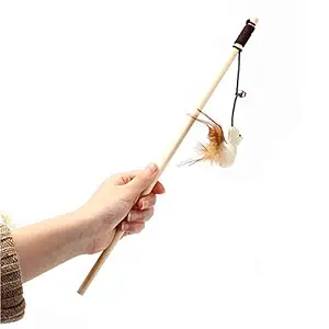 Kiki N Pooch Cat Stick Teaser Feather Interactive Toy Specially for Cat/Kitten.
