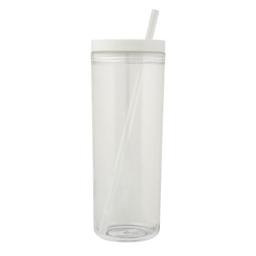 590ml Plastikbecher & Stroh fŸr Smoothie-Saft Iced Coffee BPA LEERWEG CUP (Weiss)