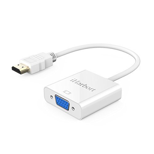 iHarbort HDMI zu VGA Adapter, High Speed 1080P Active HDMI zu VGA Konverter mit Audioausgang und Micro USB Ladekabel (weiß)