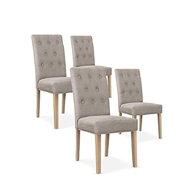 INTENSEDECO Lot de 4 chaises capitonnées Gaya Tissu Beige