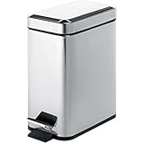 Gedy Argenta - Papelera rectangular, 5 litros, con pedal, cromo brillo