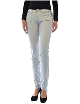 ROY ROGER'S pantalone donna a righe con logo in metallo