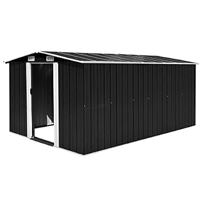 vidaXL Abri de Jardin 257x398x178 cm Métal Anthracite Terrasse Cabane à Outils