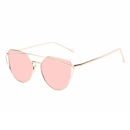 Katzenaugen Sonnenbrille für Frauen, Pawaca Gespiegelte Flache Linsen Straße Moderne Art und Weisemetallrahmen Sonnenbrille UV400