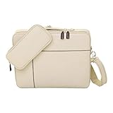  Shalimar Luxus Multifunktions Laptoptasche und Sleeve aus Leder für Notebooks bis (15,4 Zoll) Diagonale. Lapster Xanadu. 35x28x4 cm, Color:Beige