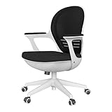 Hbada Chaise de Bureau Pivotante, Fauteuil Ergonomique, Siège Confortable, Montage Facile, Hauteur Réglable, Coussin Épais Respirable, Roulette en PU à Faible Bruit, Noir