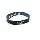 Genuine Leather Collar with Metal Decorating Word (Slut)