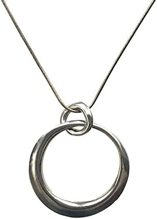 Ladies Silver Long Chain Costume Jewellery Necklace and loop Pendant