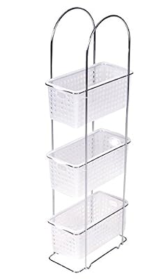 ID SPACE Meuble Etagère salle de bain 3 paniers amovibles pour un rangement optimal