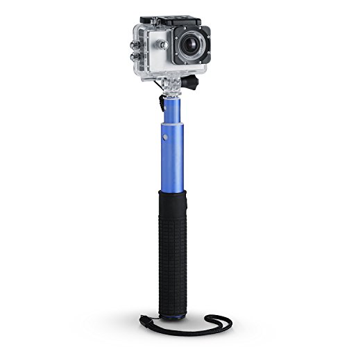 Aplic – Blue Selfie Stick für GoPro Actioncam | sowie durch Adapter für Smartphone nutzbar | Monopod Selfie Stange (Telescoping) | einstellbare Stange 98cm | inkl. 1/4″ Gewinde zur Montage auf Kamerastativen - 6