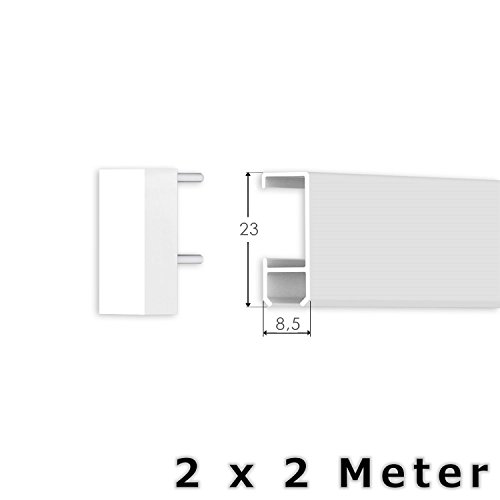 4 Meter Bilderschienen Galerieschienen – Komplett Set in weiß von Hang-it - 3