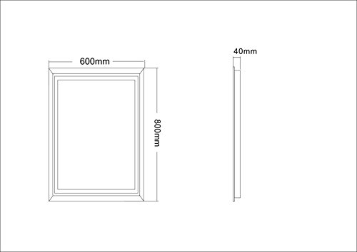 Design LED-Beleuchtung Wandspiegel GS099N Lichtspiegel Badspiegel Flurspiegel Garderobenspiegel mit Rahmen Tageslichtweiß IP44 (80 x 60 cm, K1) - 6
