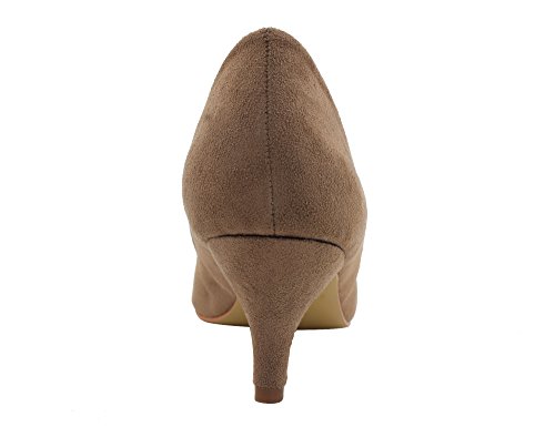 Greatonu Spitz Pumps Nubukleder Kitten Absatz Pointed Toe - 5
