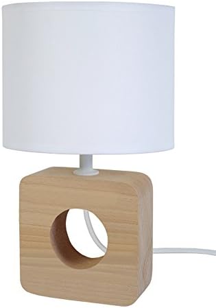 Tosel 64796 Kebo Bedside Lamp Beech Wood/Cotton 150 x 255 mm, Natural / White, 150 x 255 mm