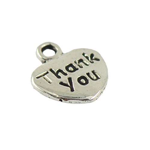 Baosity 50 Pieces/Pack 'Thank You' Heart Charms Pendant for Necklace Bracelet DIY Findings
