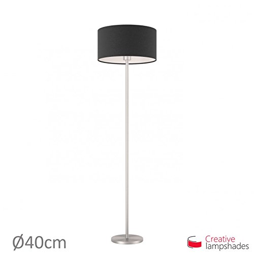 Lampenschirm Zylinder schwarz Leinwand – Durchmesser 35cm – H. 22cm, E27 Für Stand Pendelleuchten, Nein - 7