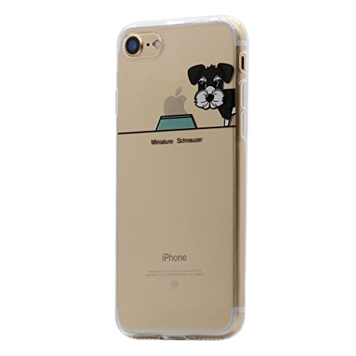 iPhone 8 Plus / 7 Plus Funda Carcasa , Keyihan Perro Lindo patrón Suave TPU Silicona Transparente Ultra Delgada y Ligéra Parachoques para Apple iPhone 8 Plus / 7 Plus (Schnauzer Miniatura)