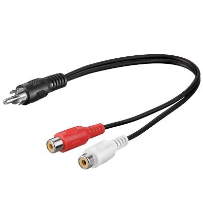 2 Stück, Audio-Video-Kabel 0,2 m, 1 x Cinchstecker > 2 x Cinchkupplung